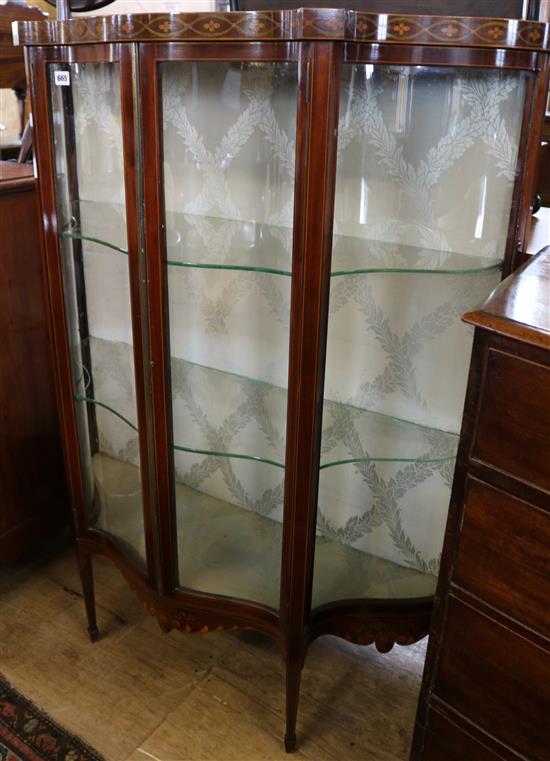 Edwardian inlaid mahogany china display cabinet